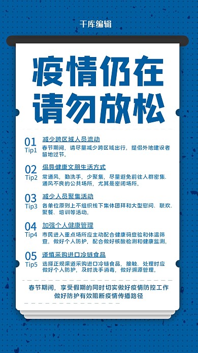 防疫指南蓝色简约海报