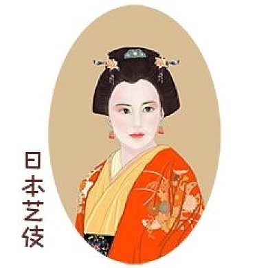 手绘日本和服艺伎免抠图