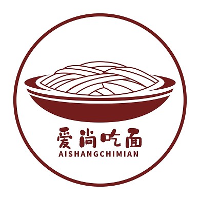 红色简约面条LOGO