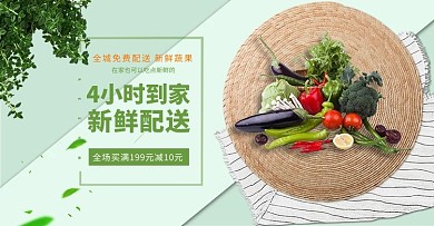 生鲜食品蔬菜绿色简约电商banner
