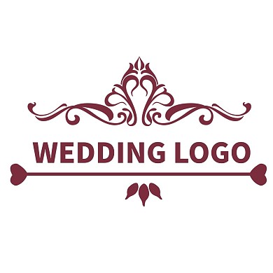 酒红色婚礼LOGO