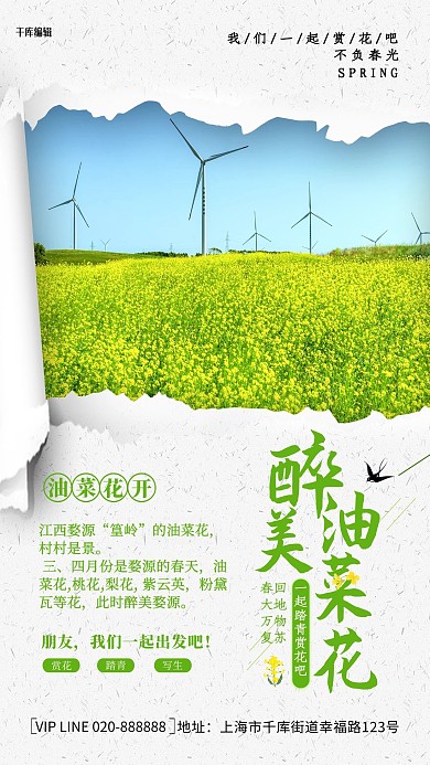 春天油菜花绿色创意海报