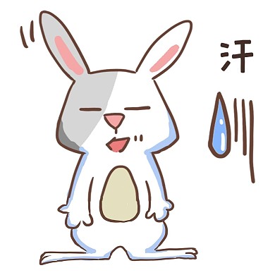 表情汗灰兔子插画