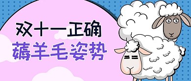 薅羊毛双十一蓝色简约公众号首图