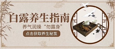 千库编辑原创白露养生茶棕色中国风公众号首图