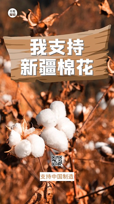 新疆棉花棉花棕色简约海报