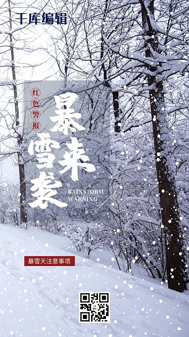 暴雪天气红色预警海报