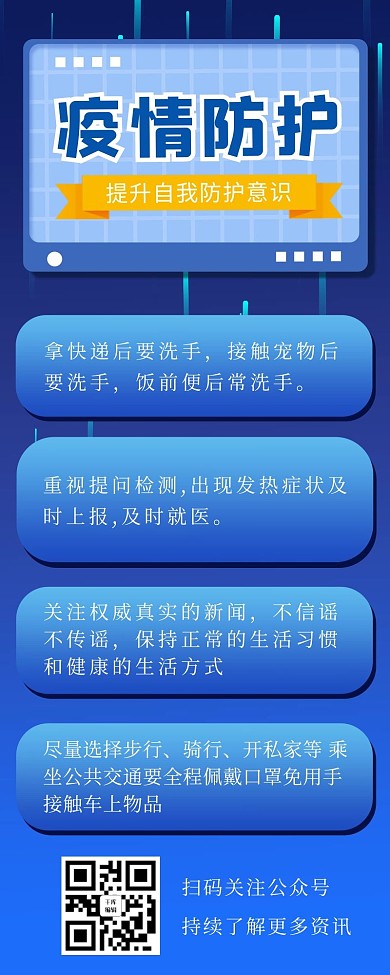 疫情防护蓝色微立体营销长图