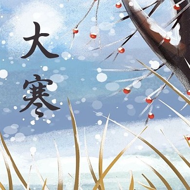 大寒雪彩色手绘公众号次图