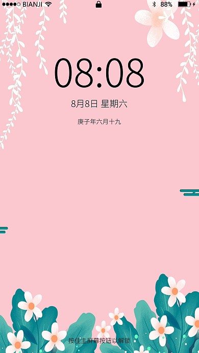 立春花草粉色简约手机壁纸