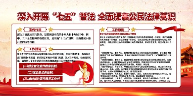 七五普法宣传教育党建元素红色大气展板