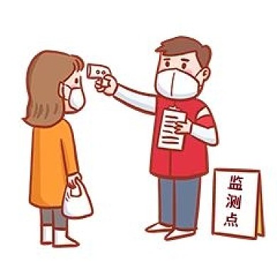 千库编辑原创元素疫情防范志愿者检测体温表情包
