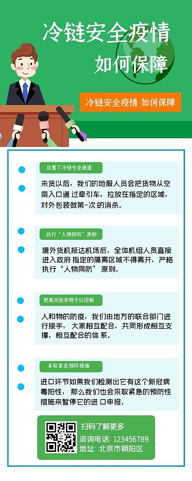 冷链安全疫情防护冷链安全知识绿色简约营销长图