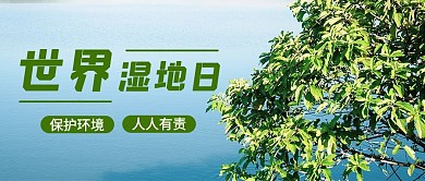 世界湿地日湖泊绿色摄影风公众号首图