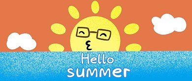 千库编辑原创中伏太阳蓝色卡通公众号首图