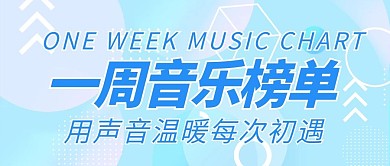 千库编辑原创元素歌单一周音乐榜单 蓝色卡通简约公众号首图