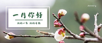 一月你好梅花绿色简约公众号封面首图