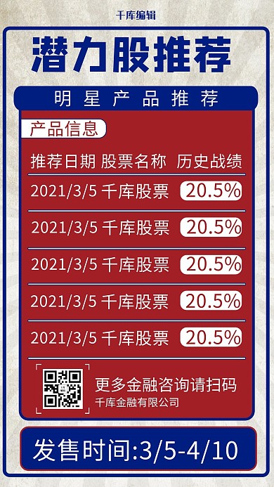 金融理财产品信息红色复古风手机海报