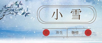 小雪节气小雪蓝色简约公众号首图