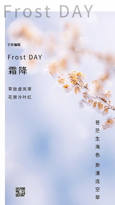 霜降冰霜白色创意海报