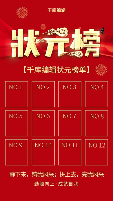 中国风状元榜高分榜单海报