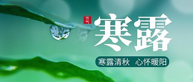 寒露水滴绿色渐变公众号首图