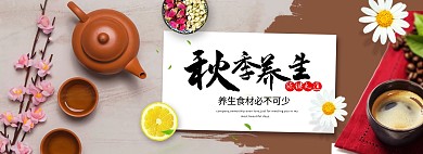 简约秋季风淘宝养生海报