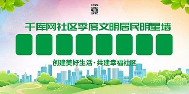 社区照片墙绿色大气展板