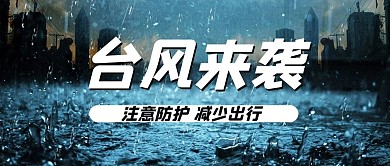 台风相关台风来袭深蓝色简约风公众号首图