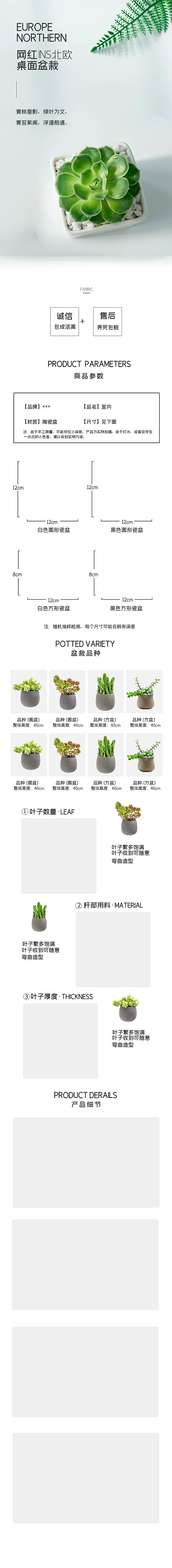 家居日常盆栽白色简约电商详情页