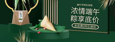 端午节粽子绿色室内banner