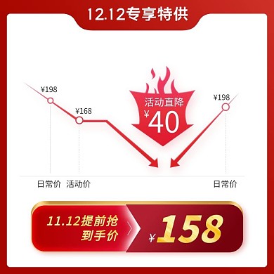 双十二主图边框红色电商电商主图