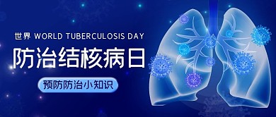 世界防治结核病日肺部蓝色简约公众号首图