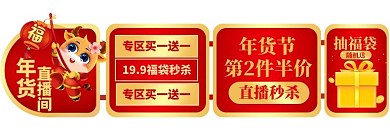 年货节直播福利红色电商胶囊
