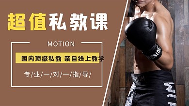 私教课拳击教练文字棕色摄影图横版视频封面