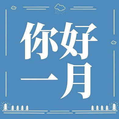 你好一月冬天花纹蓝色简约公众号次图