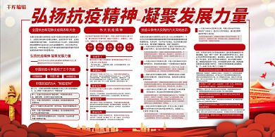 抗疫精神中国战疫红色党建风展板