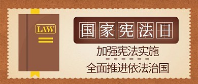 国家宪法日法典棕色简约公众号