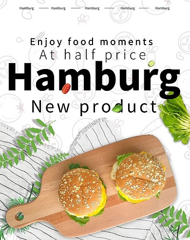 跨境电商美食汉堡白色简约电商banner