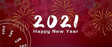 2021牛年烟花红色简约公众号首图