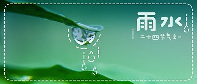 雨水水滴绿色唯美公众号首图