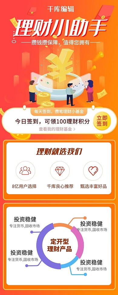 金融理财经济橙色促销营销长图