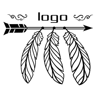 黑色手绘箭头和羽毛LOGO