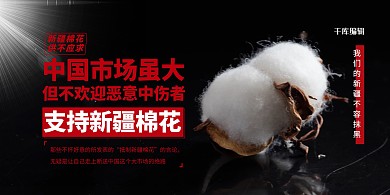 新疆棉花黑色简约海报