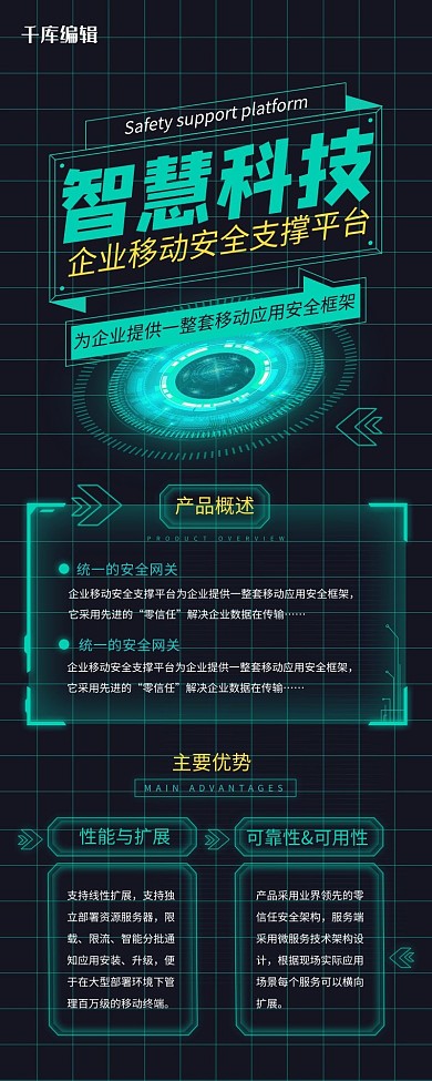 科技技术绿黑色创意长图