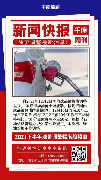 调价通知报纸红色扁平海报