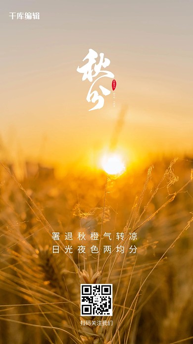 千库编辑原创简约风格秋分24节气海报