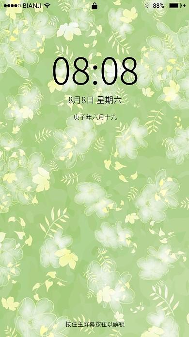 简约清新绿色花朵底纹