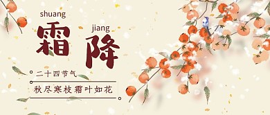 霜降柿子树彩色中国风公众号首图