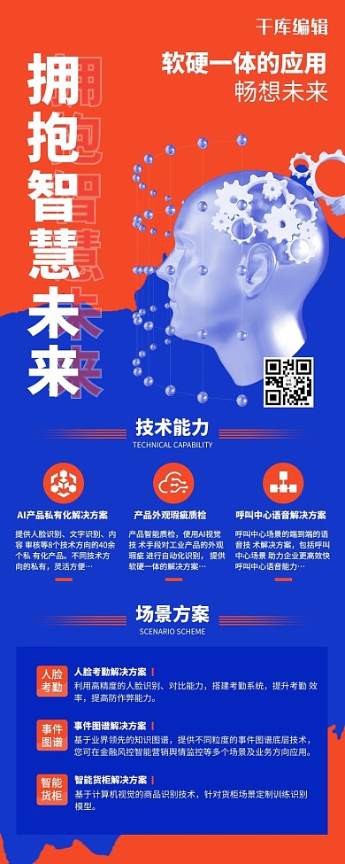 科技技术蓝橙色创意营销长图